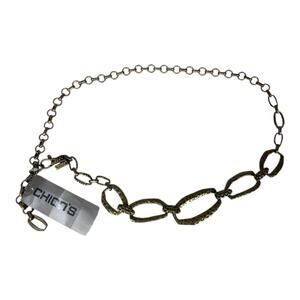 Chicos Gold Tone Metal Chain Belt S/M New NWT Hammered Boho Festival Trendy